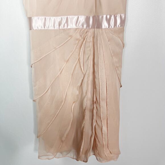 Adrianna Papell US Size 10 Light Pink One Shoulder Tiered Ruffle Cocktail Dress - Picture 4 of 12